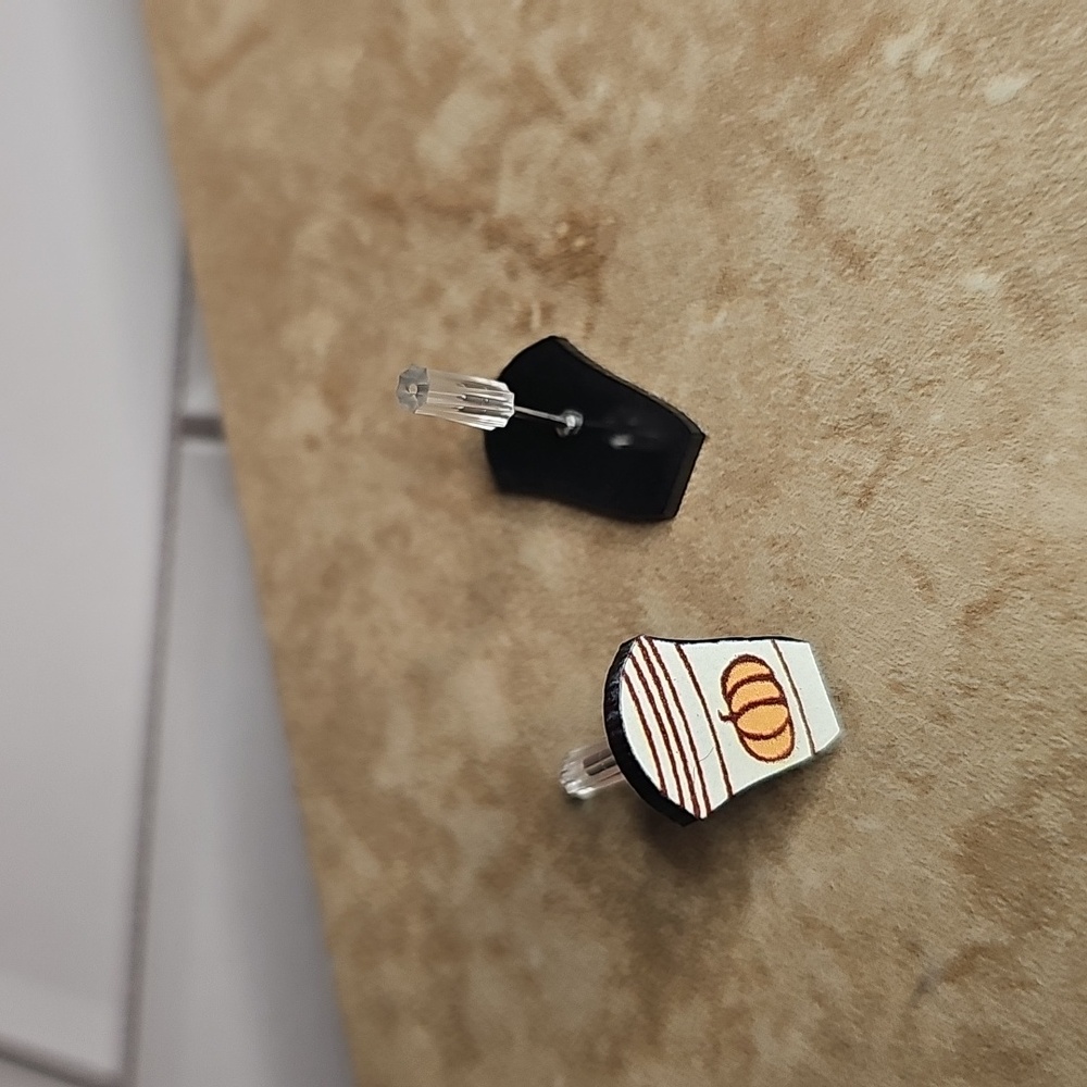 Pumpkin Coffee Cup Earrings - Picture 3 of 3